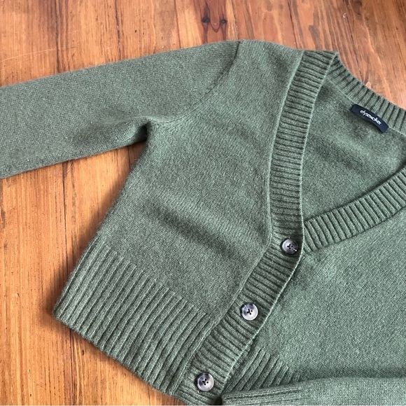 ELYSEWALKER Dove Cropped Cashmere Cardigan Bayleaf Olive‎ Green Luxurious size S - Picture 11 of 16
